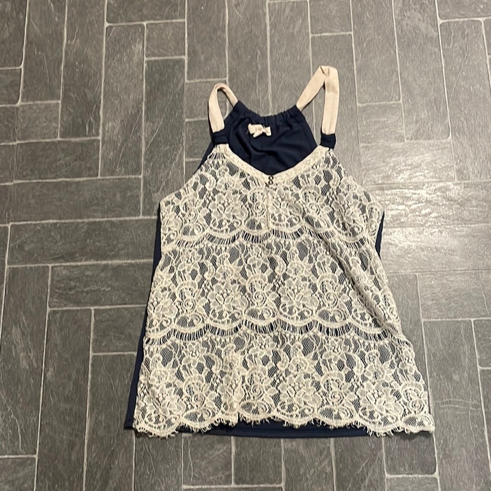 Lace front cotton tank XS